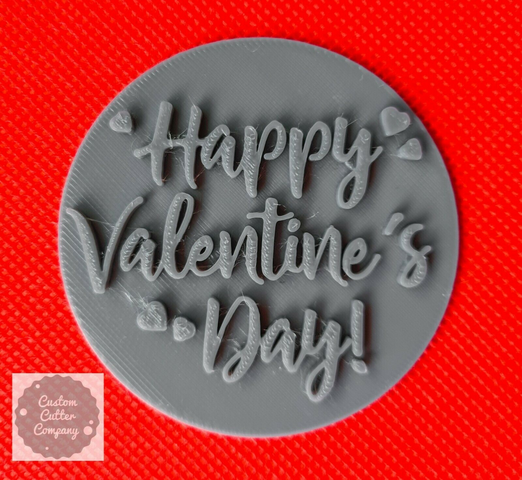 Happy Valentines Day Hearts Fondant Embosser Triple Axis